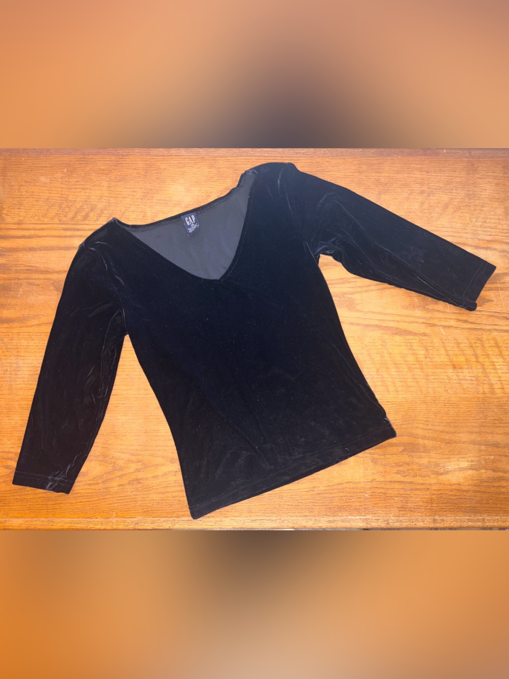 Gap Black Velvet V-Neck Women's Top
